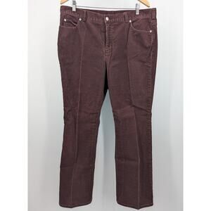 Vintage Lands' End Burgundy Corduroy Women's Pants Size 16 Brown Red